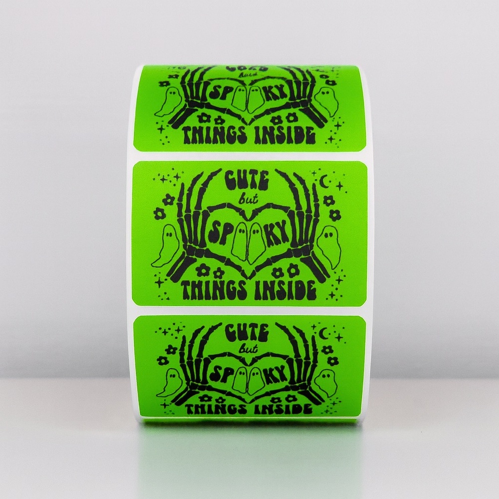 100 Cute But Spooky Stickers Roll 2x1 inch – Halloween Packaging Labels - Picture 2 of 5